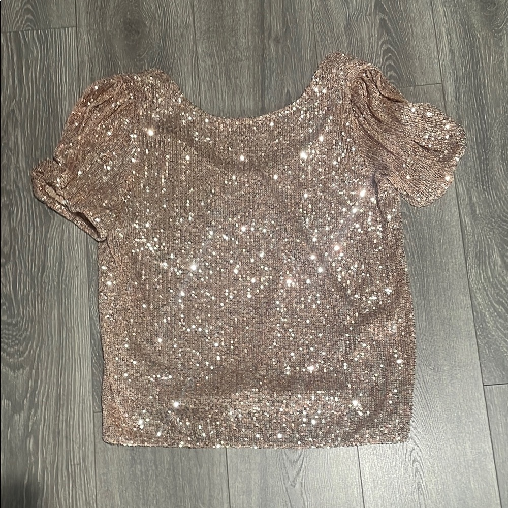 Sequin Embellished Women's Top - Rose Gold